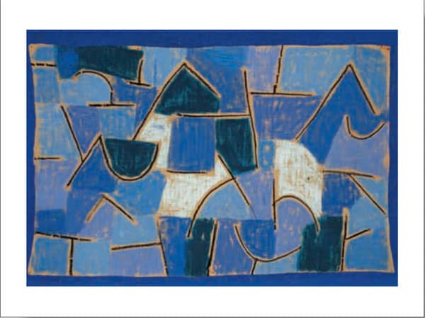 Tablou inramat Noapte albastra dupa Klee pentru un decor in stil scandinav